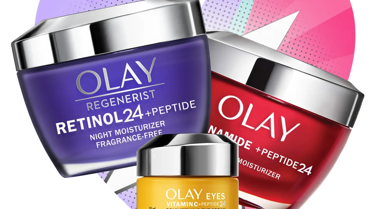 Several Olay products are shown