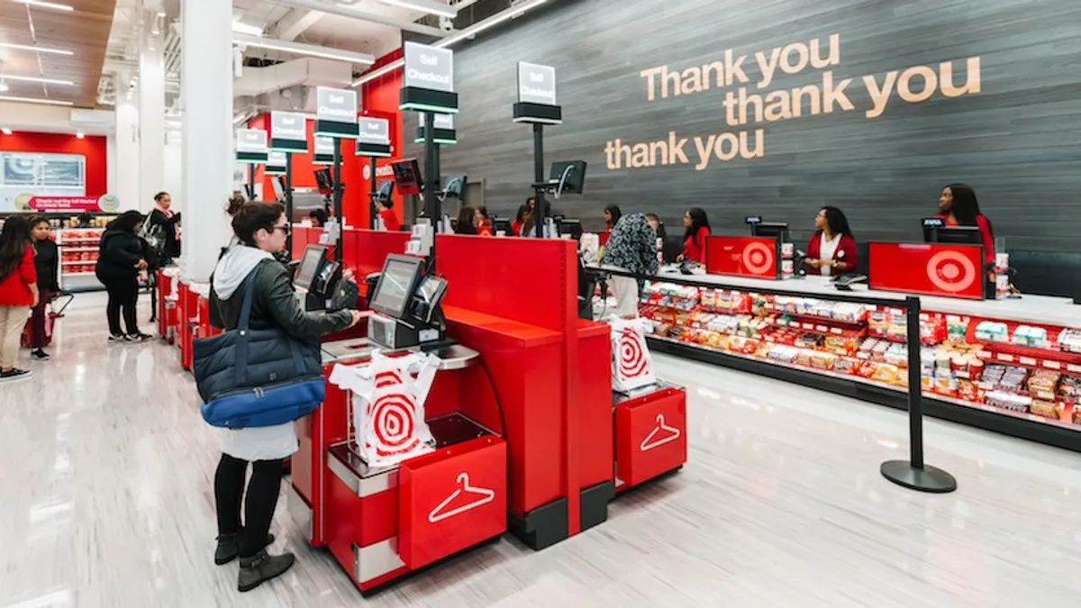 A self checkout station at Target