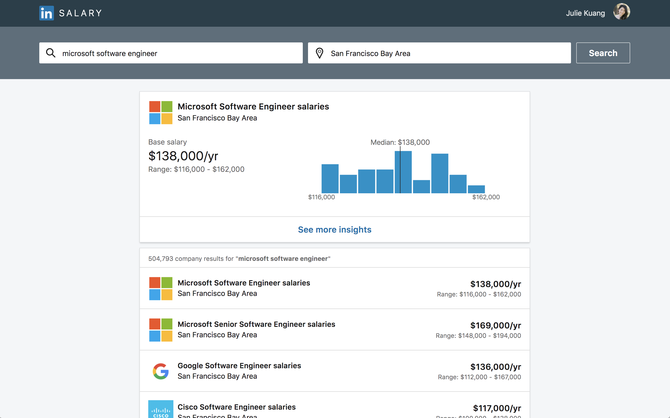 LinkedIn's updates salary insights