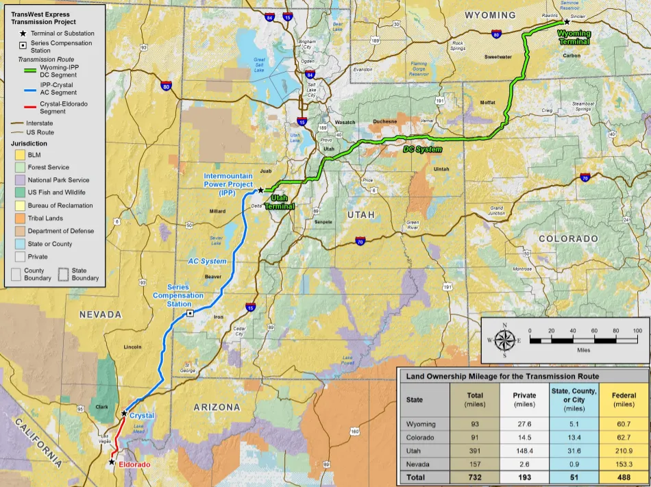 TransWest Express map