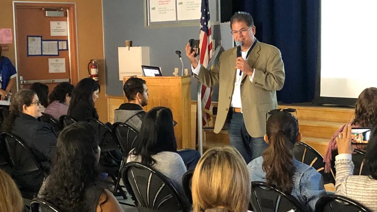 Superintendent Fransisco Escobedo addresses participants in CVESD's Parent Academy