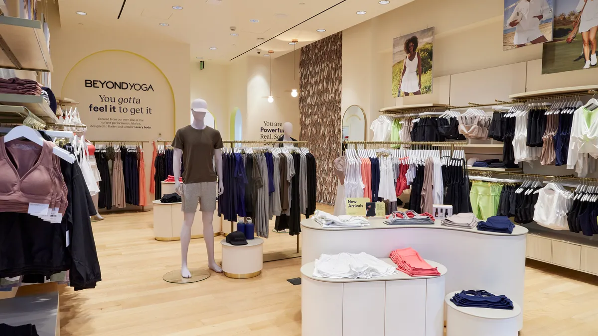 The interior of Beyond Yoga's Century City store.