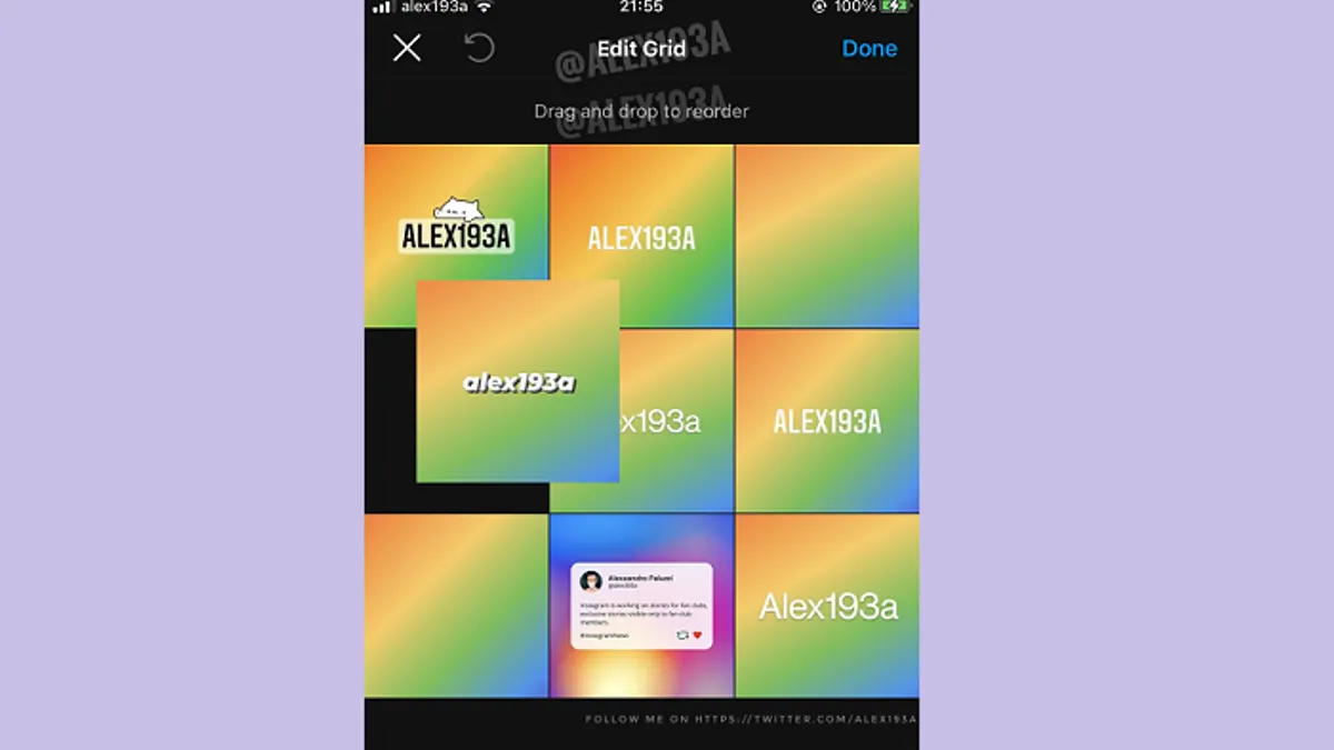 Instagram profile grid test