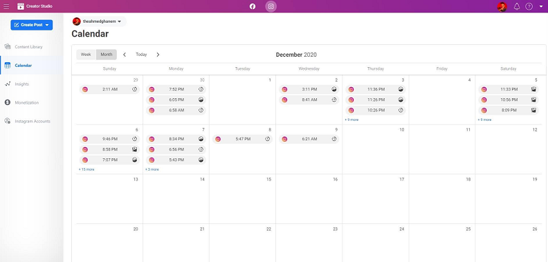 Instagram calendar