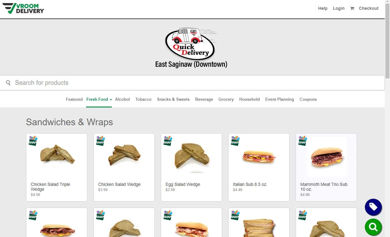 A screenshot of the online ordering menu for Quality Dairy