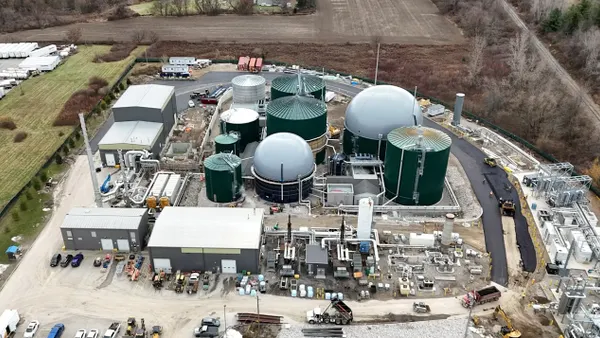 Aerial view of a food waste processing facility