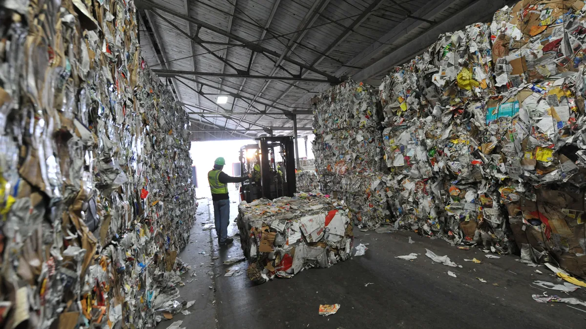 Bales of recyclable material at Waste Management facility