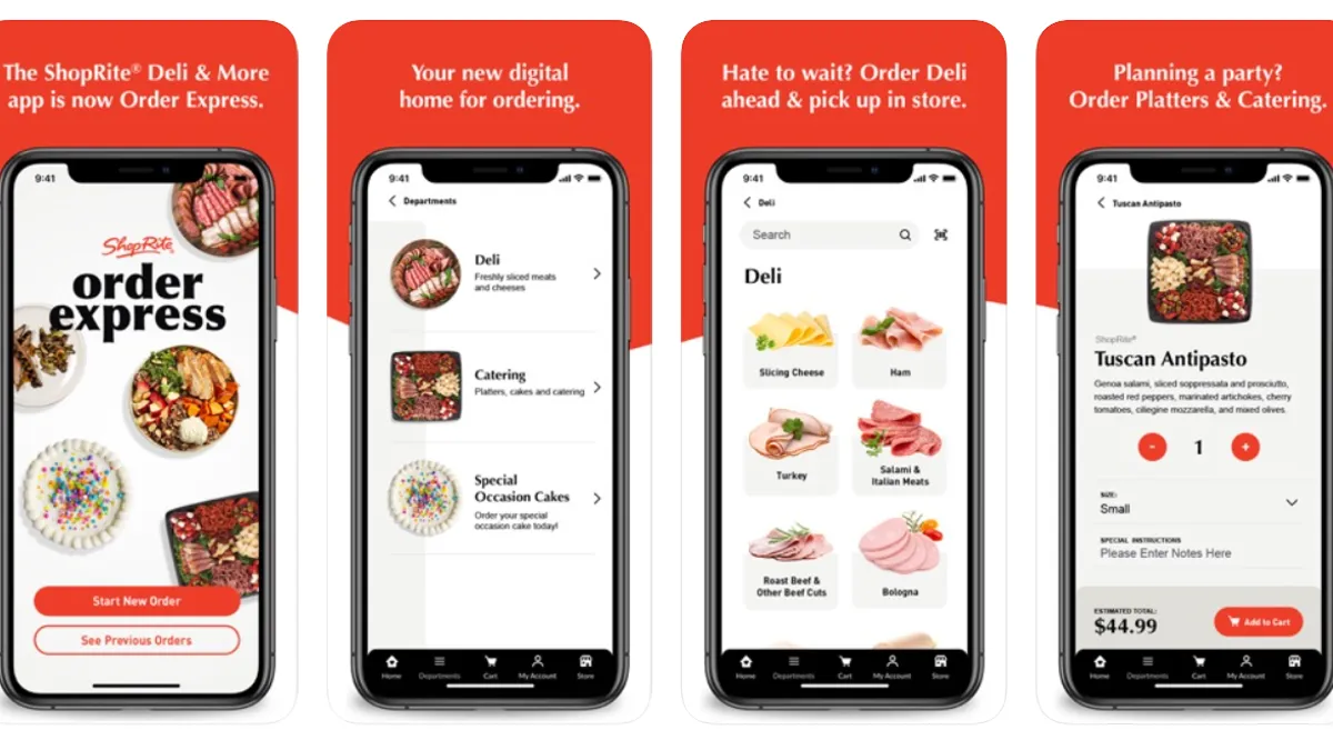 Examples of ShopRite's new Order Express app