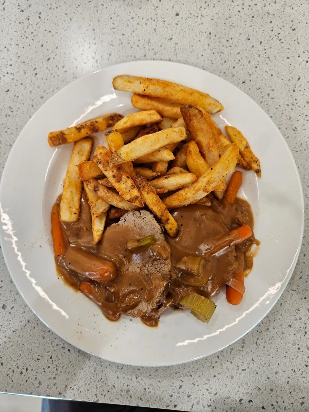 A photo of pot roast from Sadie's Diner.