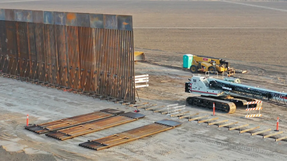 A drone shot of the Texas Border Wall in construction in Starr County.