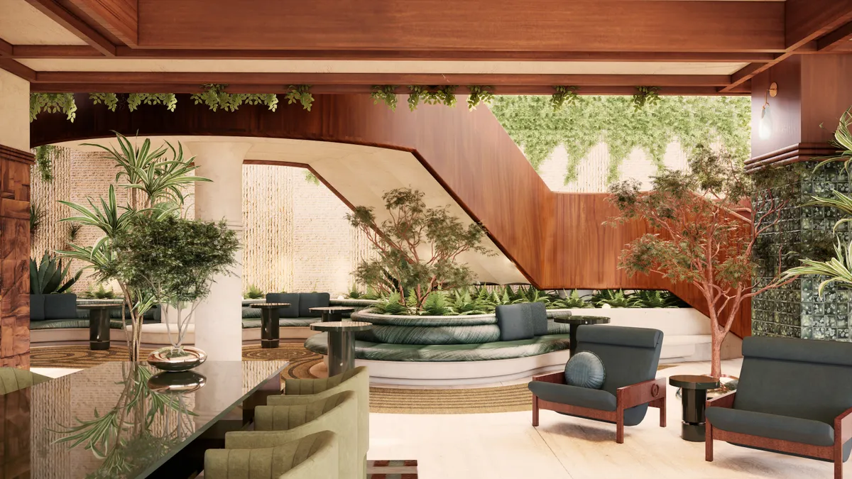 Rendering of the hotel's new lobby