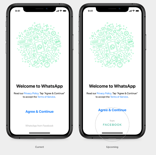 Facebook branding in WhatsApp