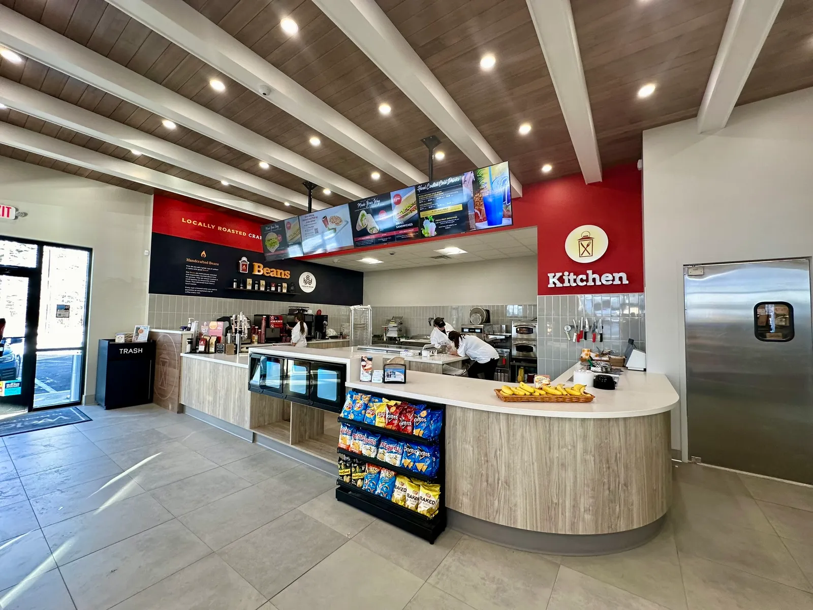 A photo of the food ordering area of Rusty Lantern Market.