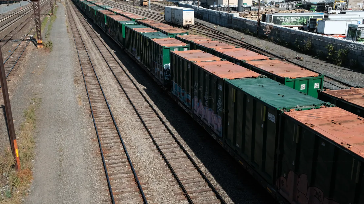 Trains sit at CSX Point Yard