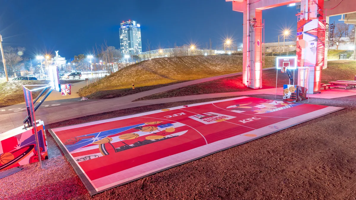 A KFC branded basketball court.