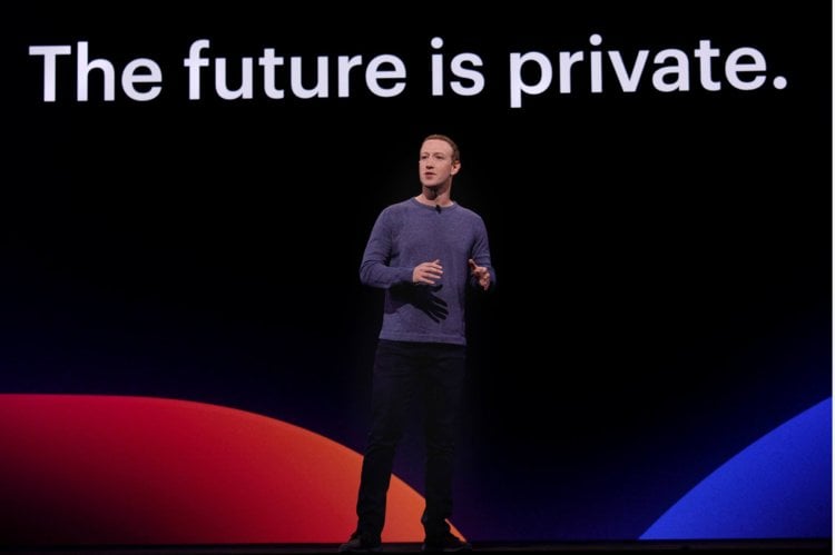 Zuckerberg on stage at F8 2019
