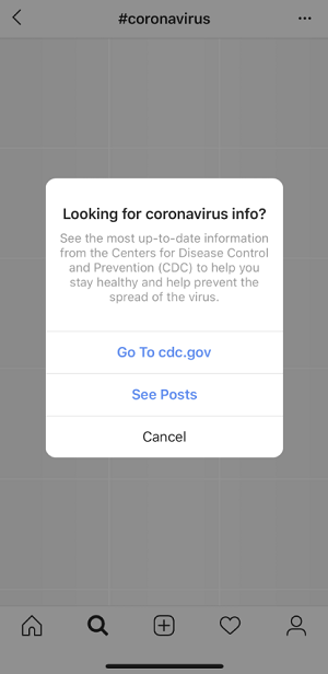 Instagram coronavirus measures