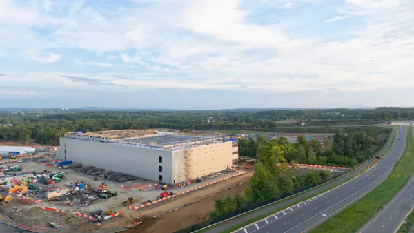 Aerial view of a data center being constructed in Ashburn, Va.