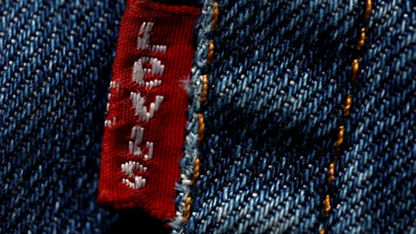 A Levi's logo on a pair of jeans on Oct. 9, 2025, in San Anselmo, California