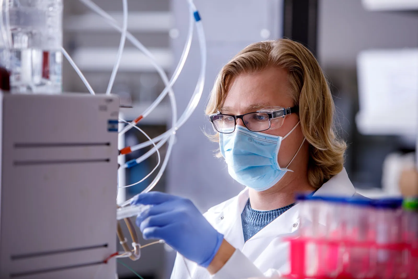 A photo of a scientist in a lab