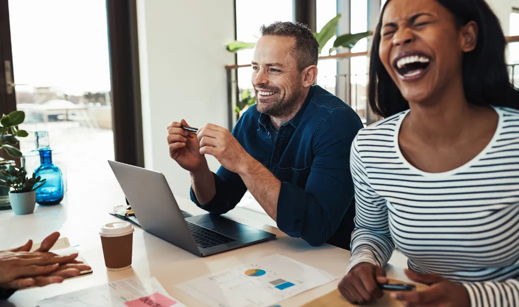 two people laughing