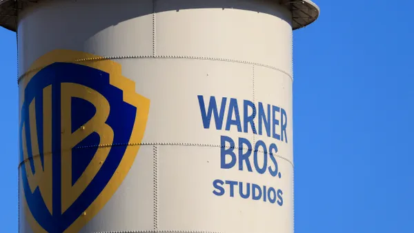 The Warner Bros. logo is displayed on the water tower at Warner Bros. Studio on February 27, 2026 in Burbank, California.