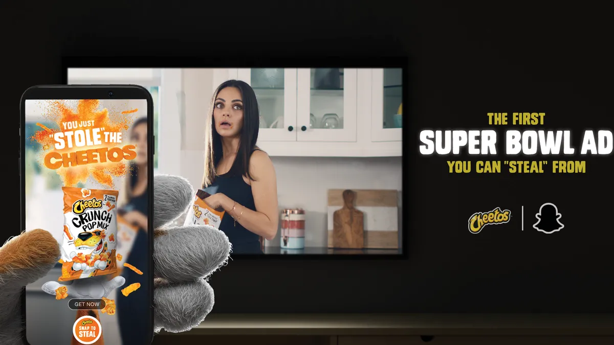 Cheetos Snap to Steal Super Bowl activation retrieved by Marketing Dive on Feb. 3, 2021