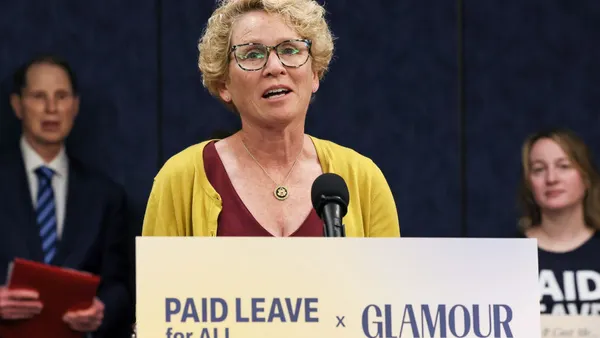 Chrissy Houlahan speaks at a Paid Leave for All event