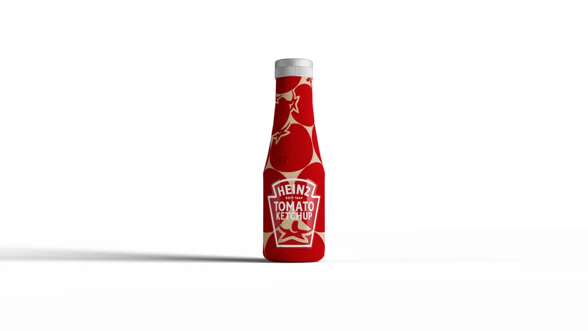 A paper bottle for Heinz Tomato Ketchup developed with Pulpex.