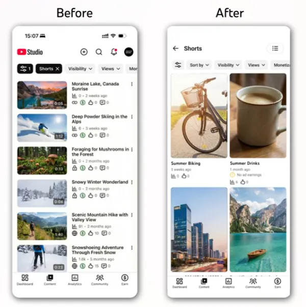 YouTube Shorts display