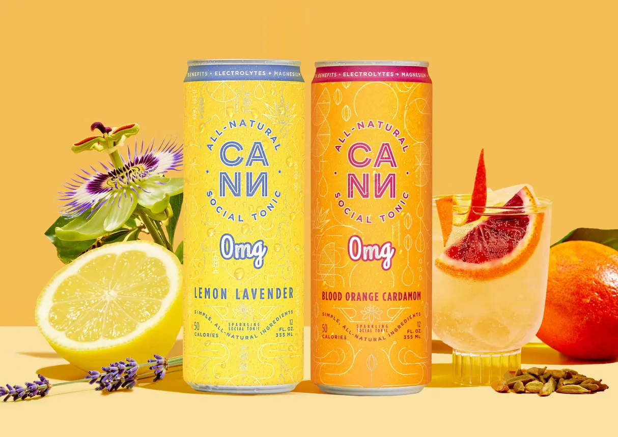 Two cans of Cann 0mg on display.