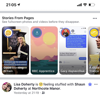 Facebook Stories from Pages test