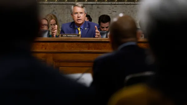Sen. Roger Marshall on panel at congressional committee hearing.