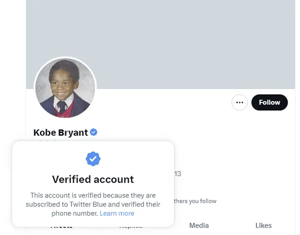 Kobe Bryant Twitter profile