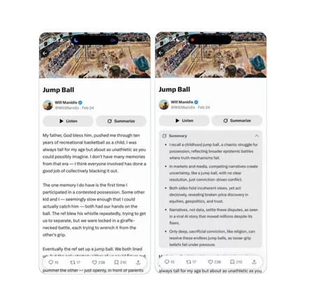 X Article Example X adds AI article summaries in-stream | Social Media Today