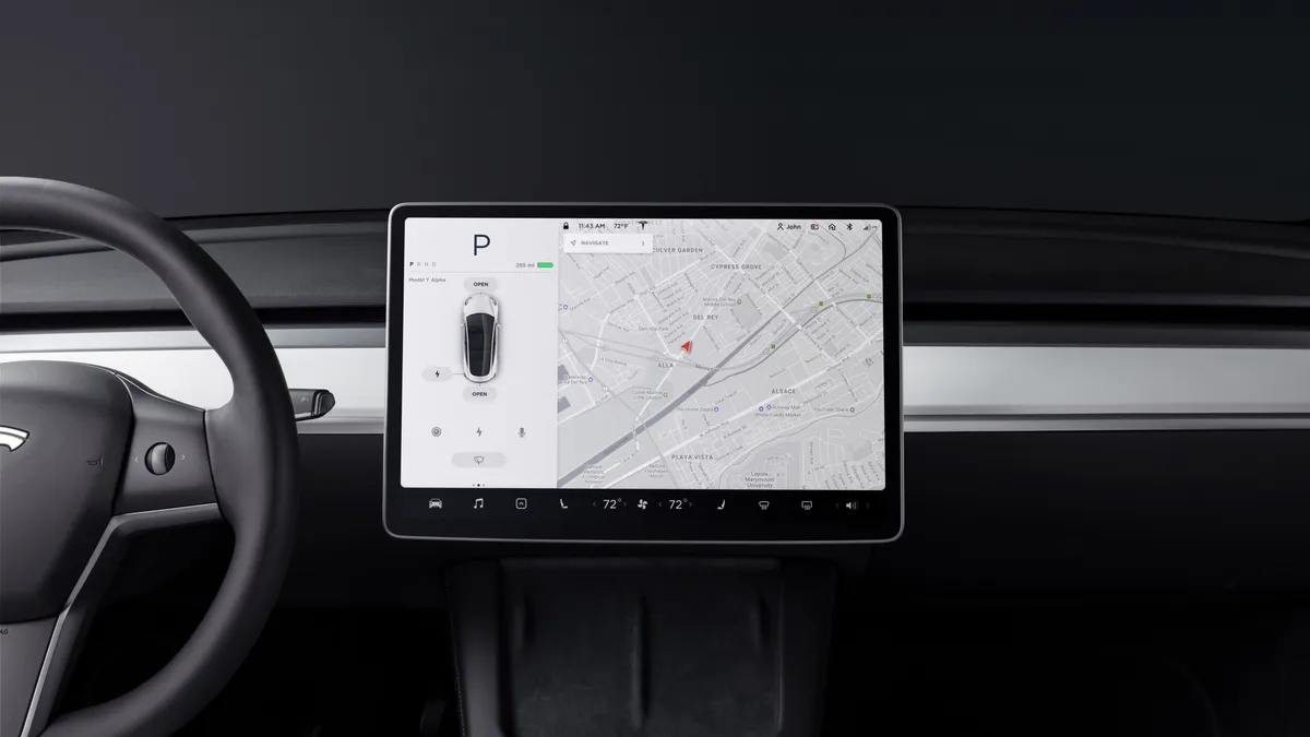 Tesla Model Y infotainment screen.