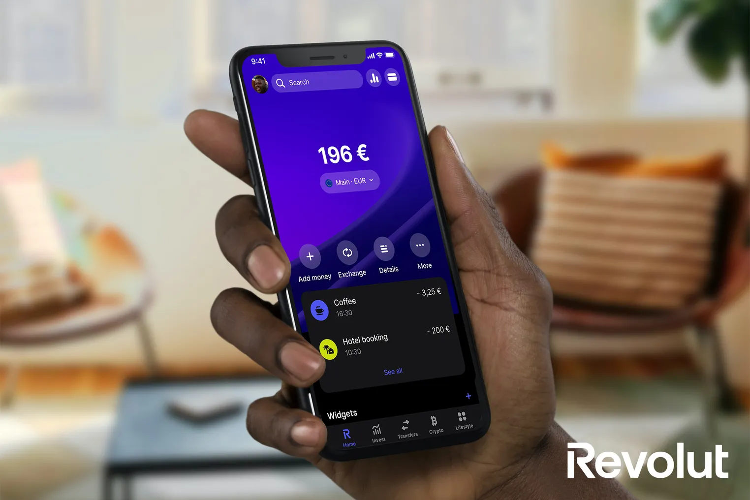 View of Revolut mobile app