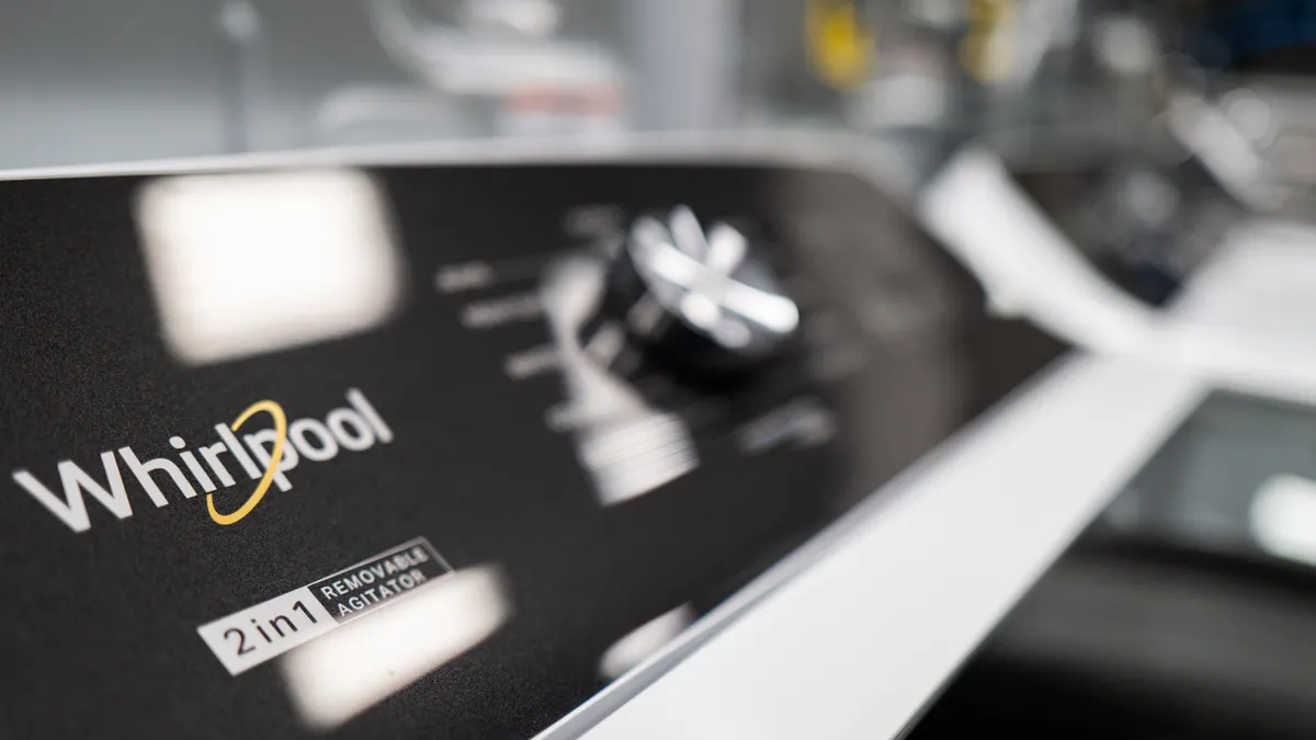 Close up view of a Whirlpool drier