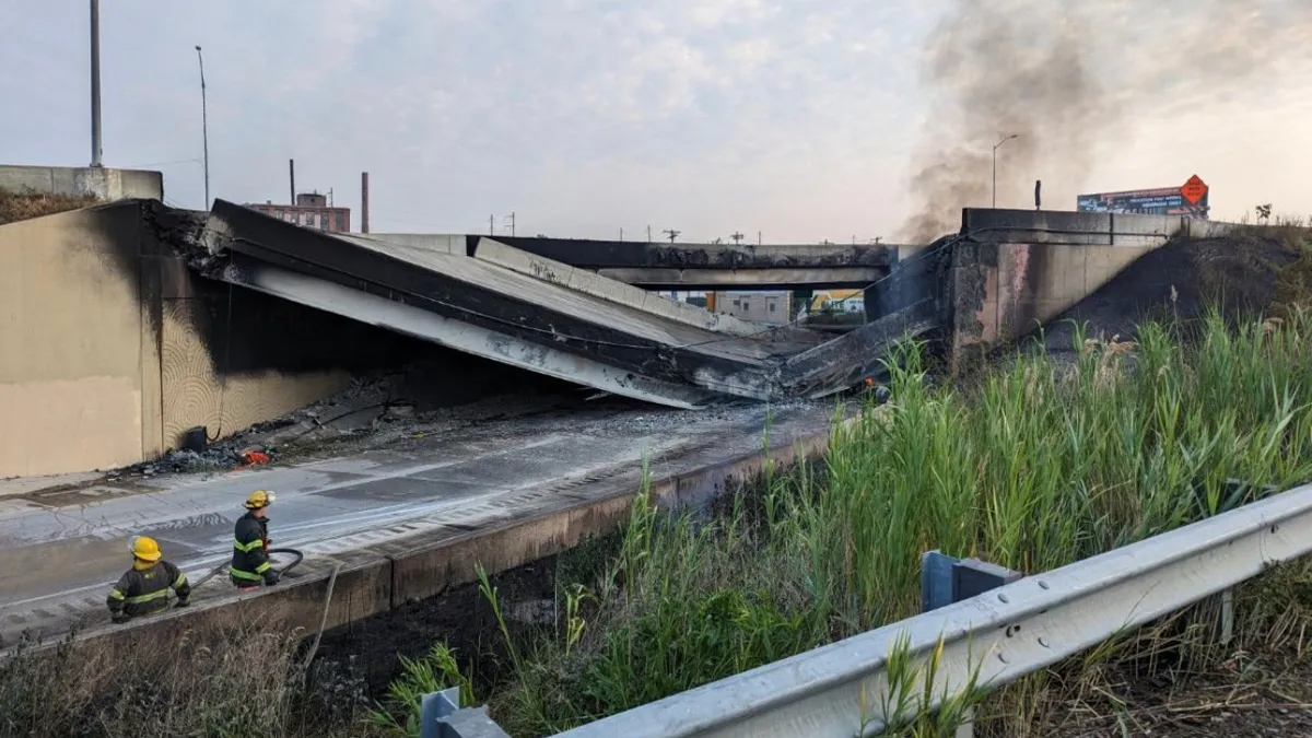 A tanker fire caused a section of Interstate 95 to collapse in Philadelphia on Sunday morning, officials said.