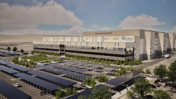 A conceptual rendering of Amkor's semiconductor packaging and test facility.