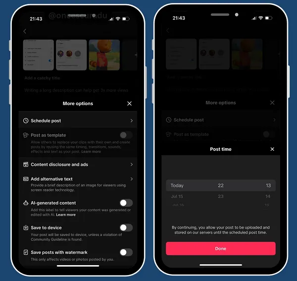 TikTok scheduling
