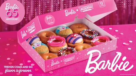 A brand image of the pink Barbie donut box by Krispy Kreme