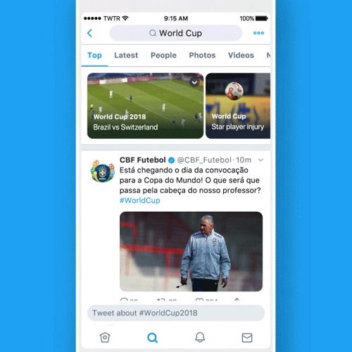 An example of Twitter's 'Topic Tabs'