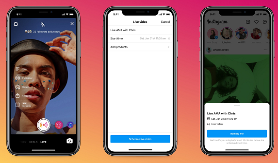 Instagram Live scheduling