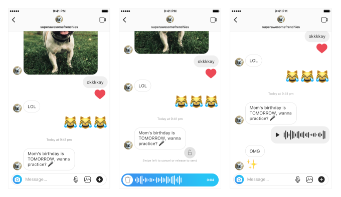 Instagram voice messages