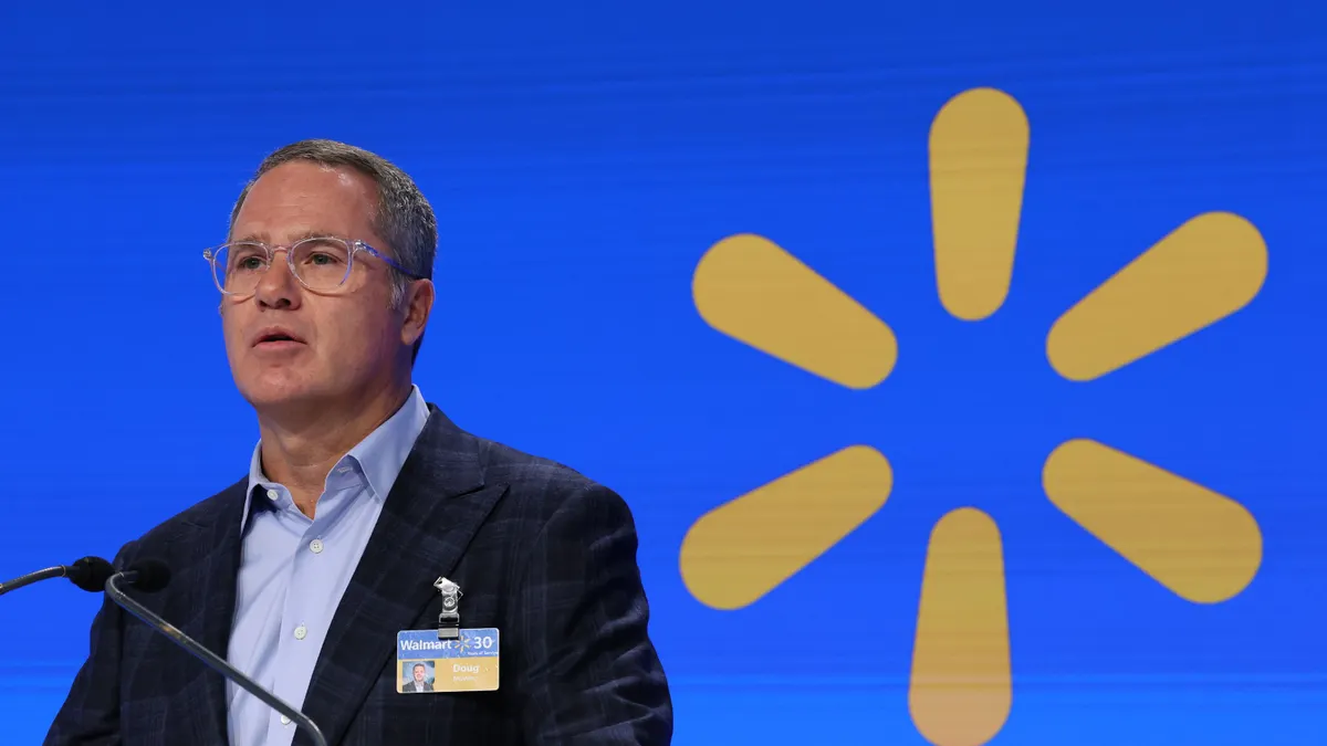 Former Walmart Inc. CEO Doug McMillon speaking at a New York City event