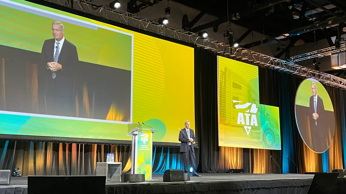 American Trucking Associations President Chris Spear speaks at the 2022 ATA Management Conference & Exhibition on Monday.