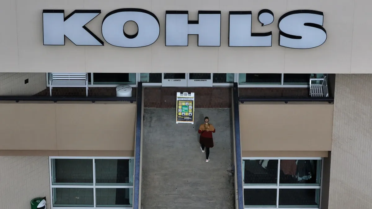 an aerial view of a customer walking into a Kohl's location