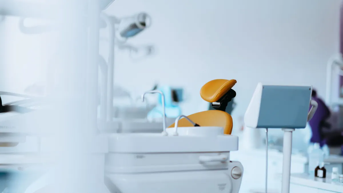 Interior photo of a bright and minimalist dental clinic.