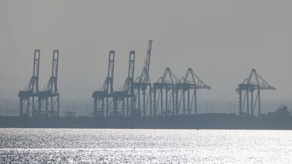 Cranes in a port.